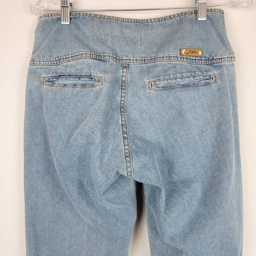 Vintage Women's Falx Light Wash Blue Buttons High Rise Straight Leg Jeans 29x28